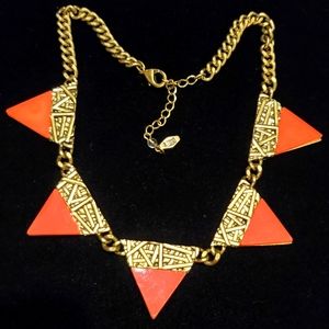 Reddish orange bronze fashion necklace